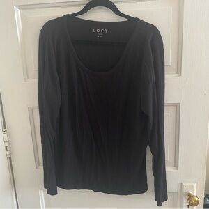loft black ribbed long sleeve t-shirt size xxl